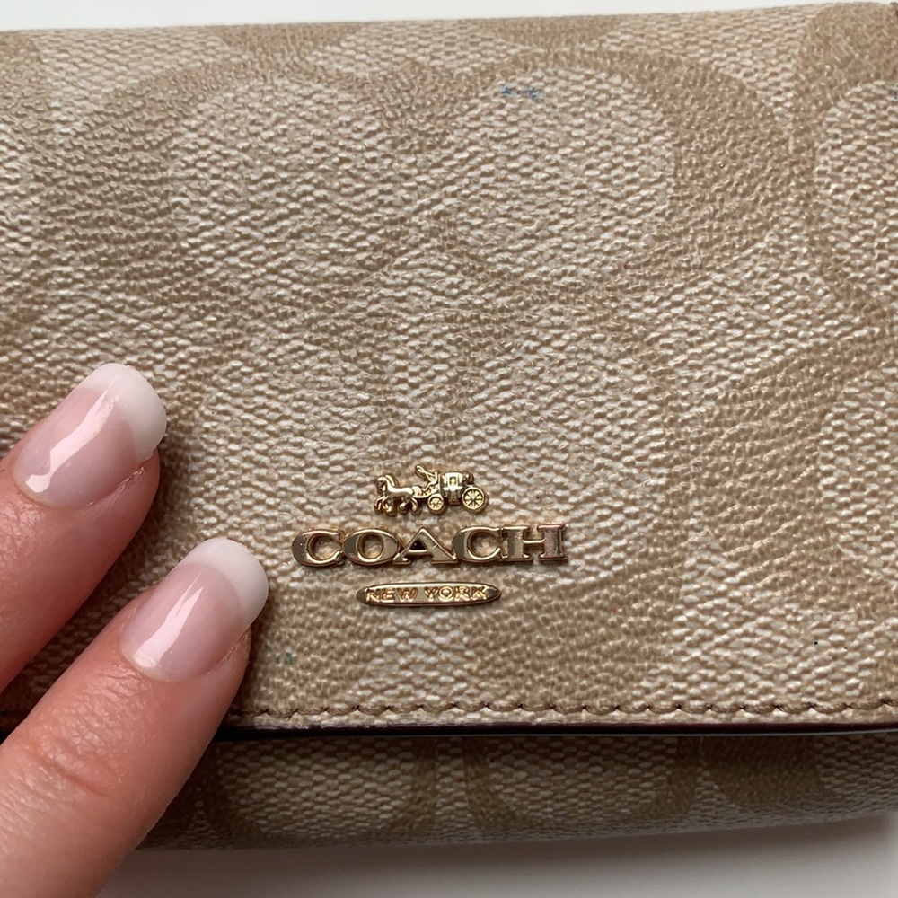 coach signature print small trifold wallet - Picture 4 of 6